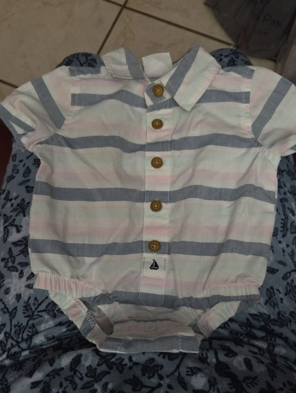 Baby One-Piece Bodysuit in Pink & Gray 3 Month